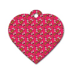 Clown Ghost Pattern Pink Dog Tag Heart (two Sides) by snowwhitegirl