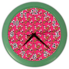 Clown Ghost Pattern Pink Color Wall Clock by snowwhitegirl