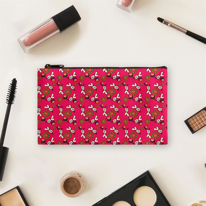 Clown Ghost Pattern Pink Cosmetic Bag (Small)