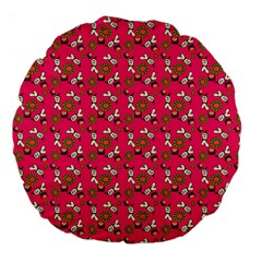 Clown Ghost Pattern Pink Large 18  Premium Flano Round Cushions by snowwhitegirl