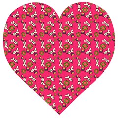 Clown Ghost Pattern Pink Wooden Puzzle Heart by snowwhitegirl