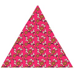 Clown Ghost Pattern Pink Wooden Puzzle Triangle by snowwhitegirl