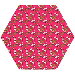 Clown Ghost Pattern Pink Wooden Puzzle Hexagon by snowwhitegirl