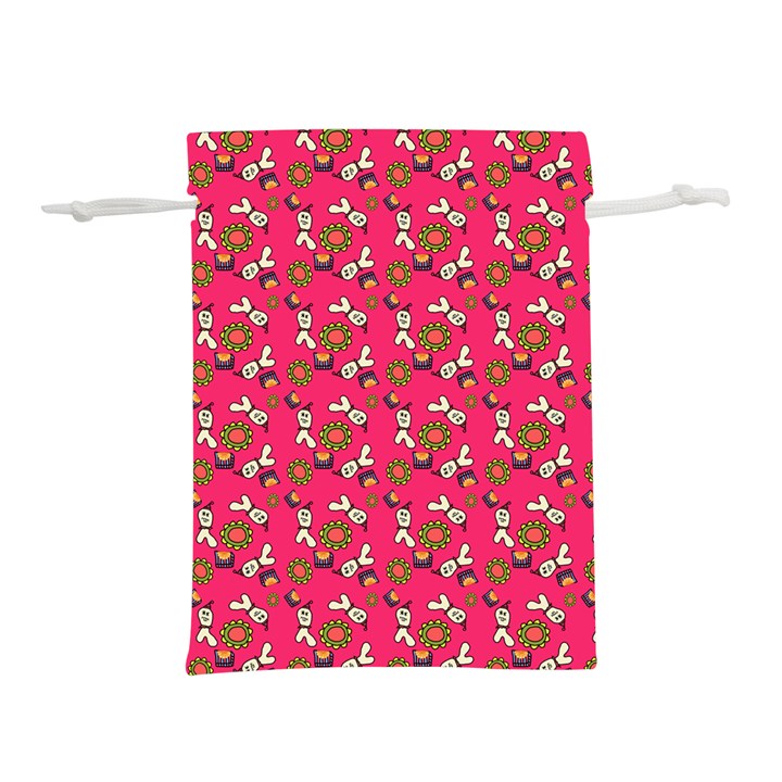 Clown Ghost Pattern Pink Lightweight Drawstring Pouch (M)