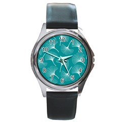 Whiteflowergreen Round Metal Watch by Dushan