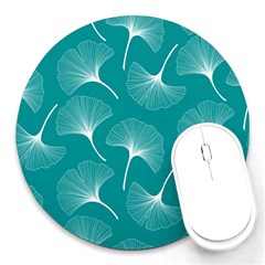 Whiteflowergreen Round Mousepads by Dushan