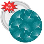 Whiteflowergreen 3  Buttons (10 pack)  Front