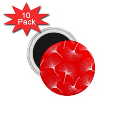 White Abstract Flowers On Red 1 75  Magnets (10 Pack)  by Dushan