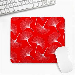 White Abstract Flowers On Red Large Mousepads by Dushan