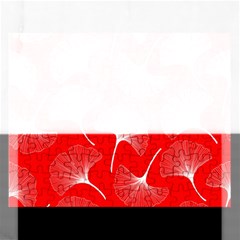 White Abstract Flowers On Red Rectangular Jigsaw Puzzl by Dushan