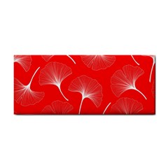 White Abstract Flowers On Red Hand Towel by Dushan