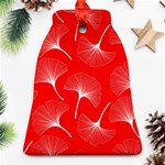 White abstract flowers on red Ornament (Bell) Front