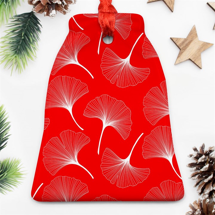 White abstract flowers on red Ornament (Bell)