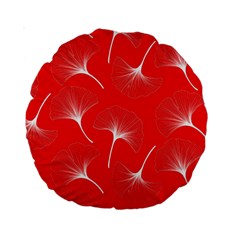 White Abstract Flowers On Red Standard 15  Premium Round Cushions by Dushan