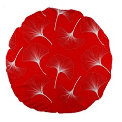 White Abstract Flowers On Red Large 18  Premium Round Cushions by Dushan