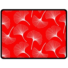 White Abstract Flowers On Red Double Sided Fleece Blanket (large)  by Dushan