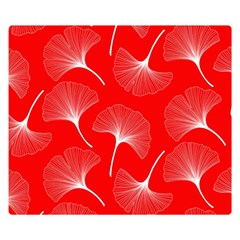 White Abstract Flowers On Red Double Sided Flano Blanket (small)  by Dushan