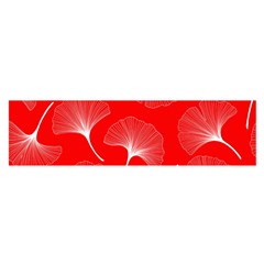 White Abstract Flowers On Red Satin Scarf (oblong) by Dushan