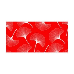 White Abstract Flowers On Red Yoga Headband by Dushan