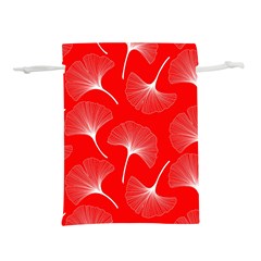 White Abstract Flowers On Red Lightweight Drawstring Pouch (s) by Dushan