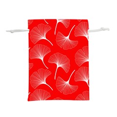 White Abstract Flowers On Red Lightweight Drawstring Pouch (l) by Dushan