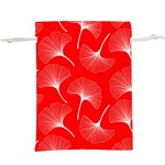 White abstract flowers on red  Lightweight Drawstring Pouch (XL) Front