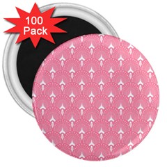 White And Pink Art-deco Pattern 3  Magnets (100 Pack) by Dushan