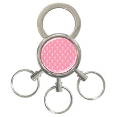 White And Pink Art-deco Pattern 3-ring Key Chain by Dushan