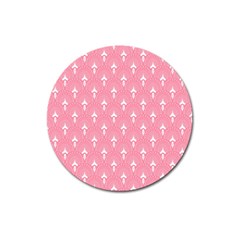 White And Pink Art-deco Pattern Magnet 3  (round) by Dushan