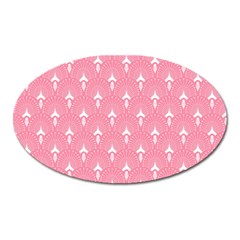 White And Pink Art-deco Pattern Oval Magnet by Dushan