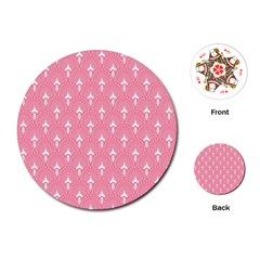 White And Pink Art-deco Pattern Playing Cards Single Design (round) by Dushan