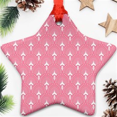 White And Pink Art-deco Pattern Star Ornament (two Sides) by Dushan