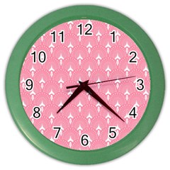 White And Pink Art-deco Pattern Color Wall Clock by Dushan