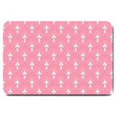 White And Pink Art-deco Pattern Large Doormat  by Dushan