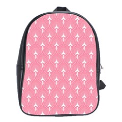 White And Pink Art-deco Pattern School Bag (large) by Dushan