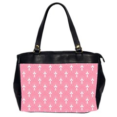 White And Pink Art-deco Pattern Oversize Office Handbag (2 Sides) by Dushan