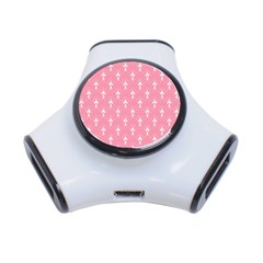 White And Pink Art-deco Pattern 3-port Usb Hub by Dushan