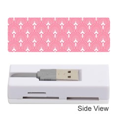 White And Pink Art-deco Pattern Memory Card Reader (stick) by Dushan