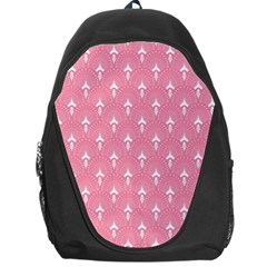 White And Pink Art-deco Pattern Backpack Bag by Dushan