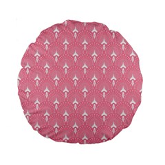 White And Pink Art-deco Pattern Standard 15  Premium Round Cushions by Dushan