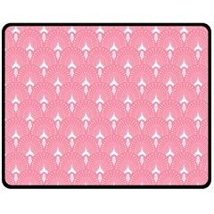 White And Pink Art-deco Pattern Double Sided Fleece Blanket (medium)  by Dushan