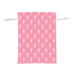 White And Pink Art-deco Pattern Lightweight Drawstring Pouch (l) by Dushan