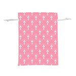 White and pink Art-Deco pattern Lightweight Drawstring Pouch (L) Front