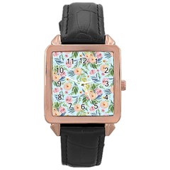 Springflowers Rose Gold Leather Watch  by Dushan