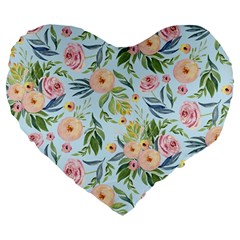 Springflowers Large 19  Premium Flano Heart Shape Cushions by Dushan