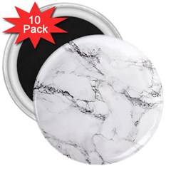 White Faux Marble 3  Magnets (10 Pack)  by Dushan