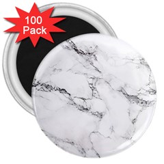 White Faux Marble 3  Magnets (100 Pack) by Dushan