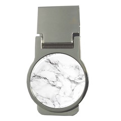 White Faux Marble Money Clips (round)  by Dushan