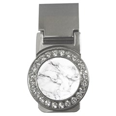 White Faux Marble Money Clips (cz)  by Dushan