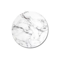 White Faux Marble Magnet 3  (round) by Dushan